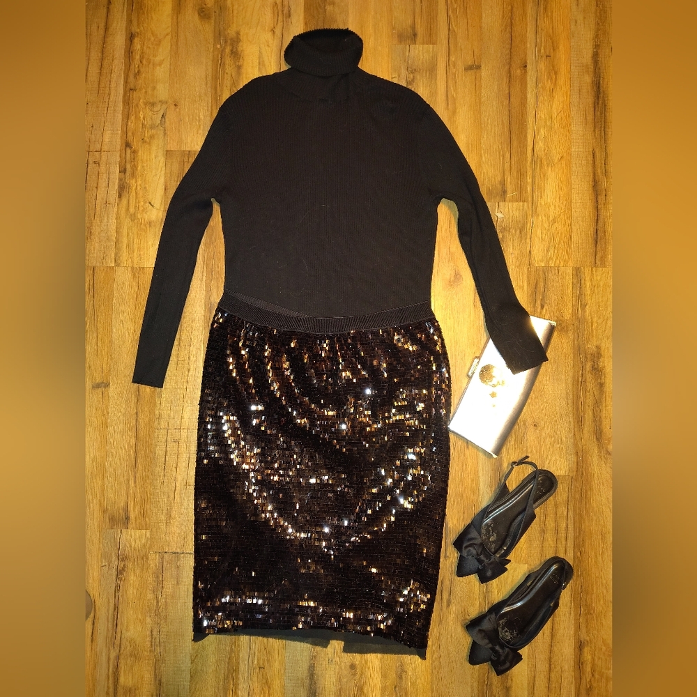 Elegant Black Sequin Skirt